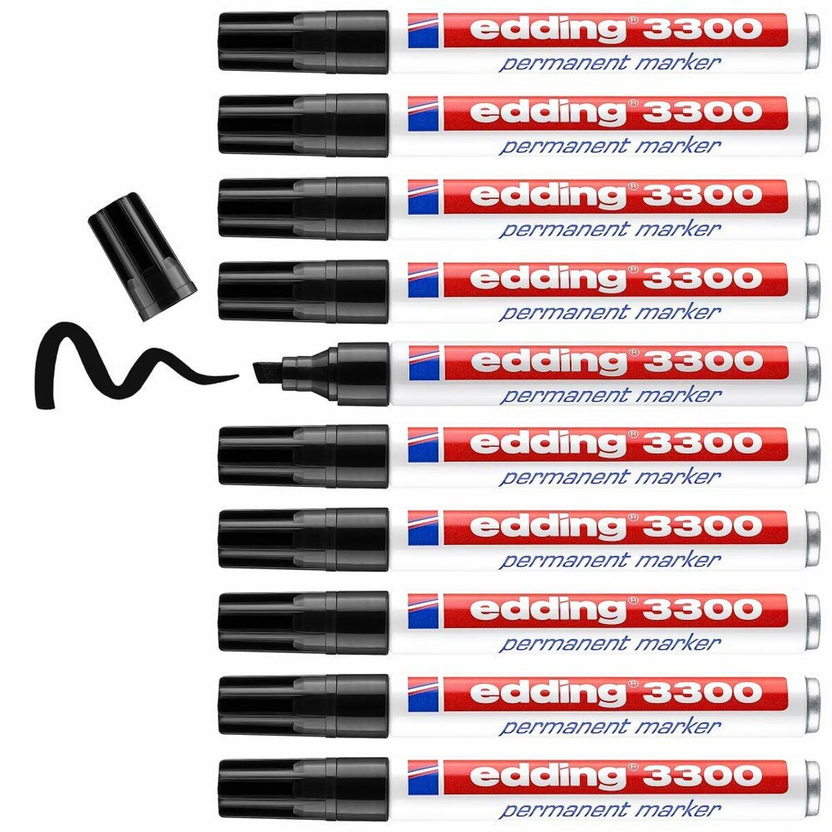Permanent markörpenna Edding 3300 Svart (10 antal)